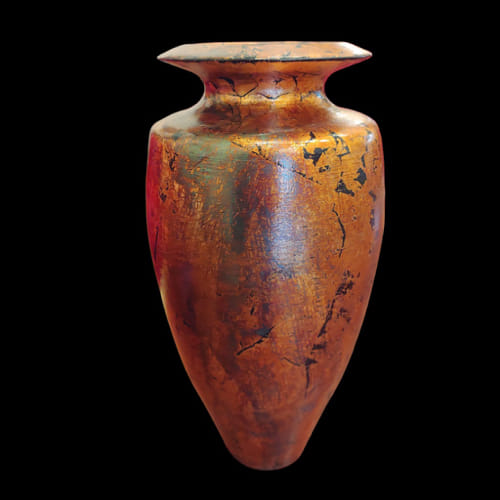 Click to view detail for BEN-2003 Vase, Turned Wood with Silver Leaf Finish $200